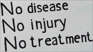 Sign: No diisease, No injury, No treatment