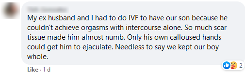 Had to use IVF because he could not reach orgasm with intercourse or by hand