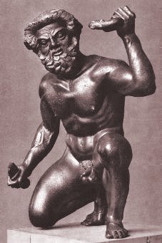 Etruscan kneeling satyr