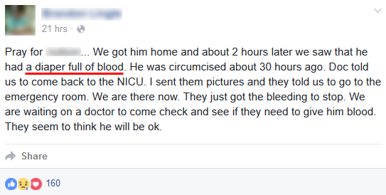 bleeding ''a diaper full of blood''