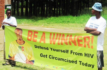 Banner: ''Defend yourself from HIV - Get Circumcised Today''